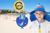 It’s summer kids protected from the sun at the beach and outdoors shading protective hats. These hats have a very wide brim of 10.5cm, plus a long neck cover. approved UPF50+ sun protection. Breathable and quick dry material means comfortable to wear all day. Ponytail hole for comfort Plain pink and blue hats , fun for the kids Adjustable head straps LucyMelon Amazebear Cancer Council Australia Legionnaires