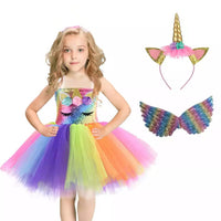 “Girls LED Light Up Unicorn Dress Tutu Horn Wings Costume Sequins Flowers Birthday Party Sydney Lucymelon Macaron Rainbow Pastel”