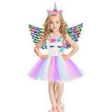 “Girls LED Light Up Unicorn Dress Tutu Horn Wings Costume Sequins Flowers Birthday Party Sydney Lucymelon MACARON”