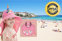 It’s summer kids protected from the sun at the beach and outdoors shading protective hats. These hats have a very wide brim of 10.5cm, plus a long neck cover. approved UPF50+ sun protection. Breathable and quick dry material means comfortable to wear all day. Ponytail hole for comfort Plain pink and blue hats , fun for the kids Adjustable head straps LucyMelon Amazebear Cancer Council Australia Legionnaires