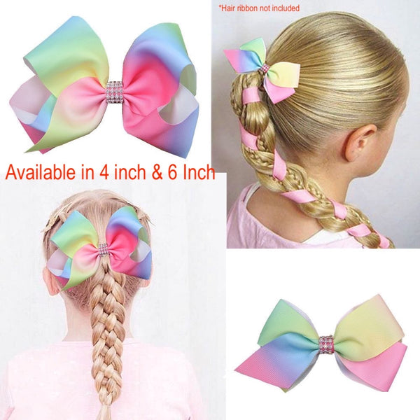 “2pc luxury jojo siwa bows mermaid sparkle dance party sydney lucymelon rainbow hair clips”