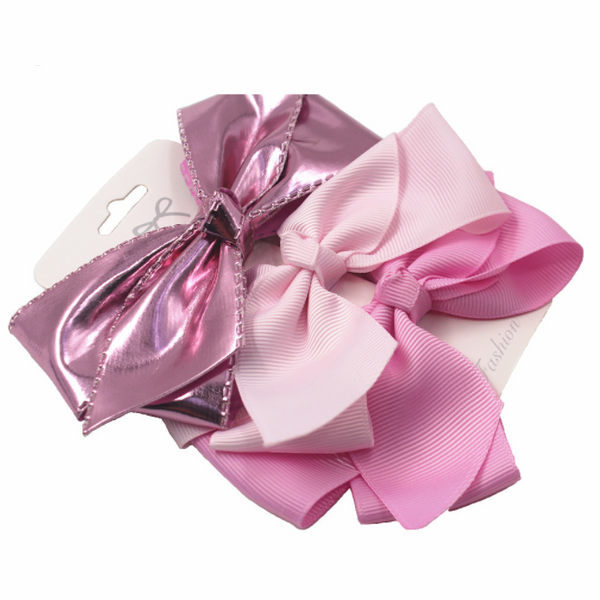 Luxury 3pc PU bow set - Shiny Pinks