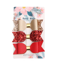 “3pc luxury bows pu leather sparkle dance party sydney lucymelon blue beige bronze gold red peach”