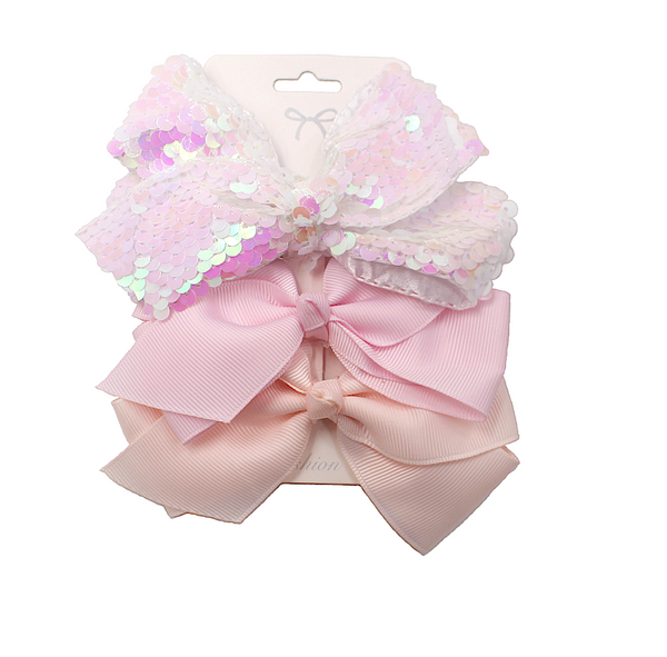 “3pc luxury bows sequins sparkle dance party sydney lucymelon blue beige pastel gold pink peach”