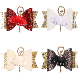 “luxury bows sequins sparkle dance party sydney lucymelon blue beige pastel gold pink peach flowers sparkly fashion kids girl stylish ballerina ballet hair clip"