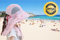 It’s summer kids protected from the sun at the beach and outdoors shading protective hats. These hats have a very wide brim of 10.5cm, plus a long neck cover. approved UPF50+ sun protection. Breathable and quick dry material means comfortable to wear all day. Ponytail hole for comfort Plain pink and blue hats , fun for the kids Adjustable head straps LucyMelon Amazebear Cancer Council Australia Legionnaires