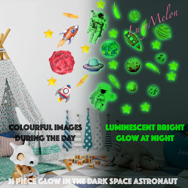 Space Astronaut glow in the dark wall art