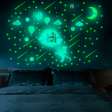 Fantasy Castle Glow in the dark wall art 197 Piece Glow in the Dark wall stickers Fantasy Castle, Mythical unicorns, moon's and Hot air Balloons Beautiful and detailed by day and Glowing bright fantasy castle glow in the dark wall sticker set. It's beauty by day is only enriched by its bright glow at night that will only delight Let your child help to design where to place all 197 pieces in this magnificent set of glow in the dark wall stickers. LucyMelon Lucy Melon