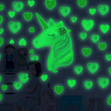 Unicorn Hearts Glow in the dark wall art