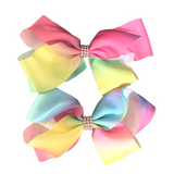 “2pc luxury jojo siwa bows mermaid sparkle dance party sydney lucymelon rainbow hair clips”