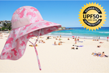 It’s summer kids protected from the sun at the beach and outdoors shading protective hats. These hats have a very wide brim of 10.5cm, plus a long neck cover. approved UPF50+ sun protection. Breathable and quick dry material means comfortable to wear all day. Ponytail hole for comfort Plain pink and blue hats , fun for the kids Adjustable head straps LucyMelon Amazebear Cancer Council Australia Legionnaires