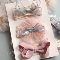 This is a gorgeous delicate soft 3 piece headband set for your daughter, Granddaughter, Niece, God daughter or friends new baby. Perfect for a baby shower gift or birthday present.