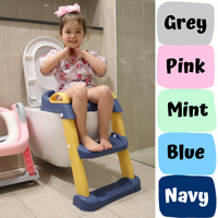 “Navy Step up cushioned toilet seat for children kids potty training ladder toilet safety non-slip lucymelon Sydney"