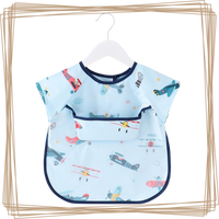 “toddler kids baby smock bib apron pocket eating art dribble cloth waterproof sydney lucymelon short sleeve aeroplanes boy”