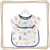 “toddler kids baby smock bib apron pocket eating art dribble cloth waterproof sydney lucymelon short sleeve animals boy”