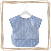 “toddler kids baby smock bib apron pocket eating art dribble cloth waterproof sydney lucymelon short sleeve blue arrows”