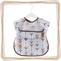 “toddler kids baby smock bib apron pocket eating art dribble cloth waterproof sydney lucymelon short sleeve grey arrows”